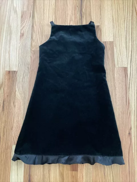 VTG 90s Florence Eiseman Black Velvet Party Dress Girls Size 7 Bow Detail