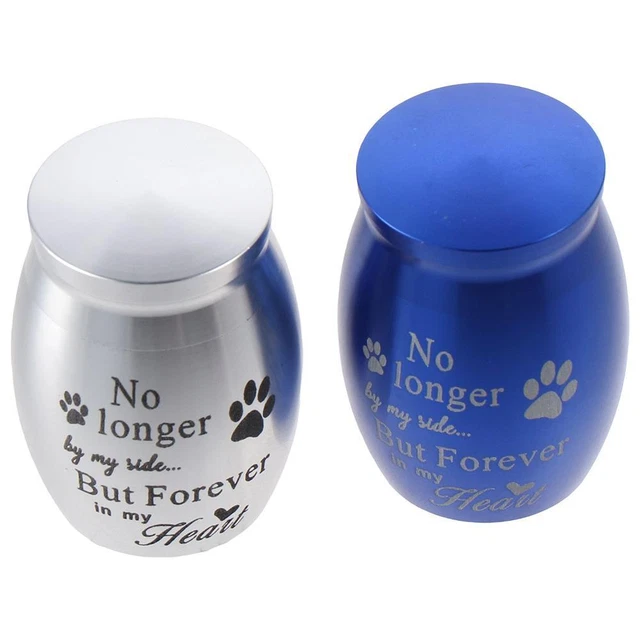 2 pcs Silver and Blue Small Urns for Ashes  Home