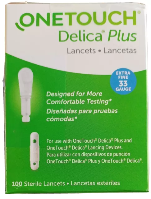 OneTouch Delica extra fino calibre 33 lancetas diabetes diabético un toque