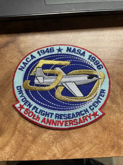 Rare Vtg NASA Iron On Patch 1996 50TH ANNIVERSARY DRYDEN FLIGHT RESEARCH CENTER