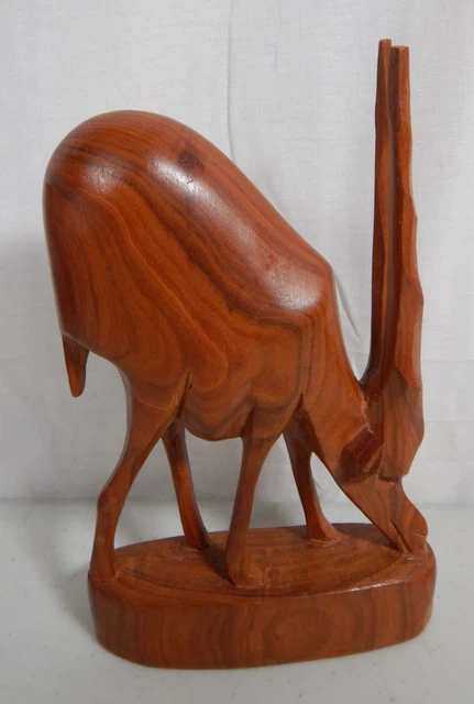 Handcarved Wooden Grazing Gazelle Vintage MidCentury Modern