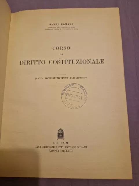 Santi Romano, Corso di diritto costituzionale,  Padova 1940 3