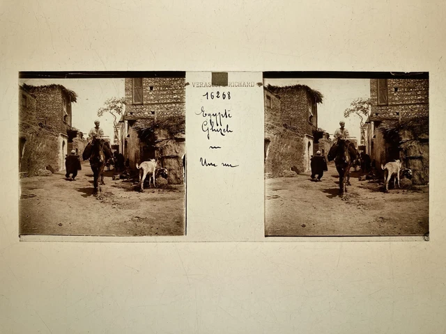 EGYPTE UNE RUE 1900 PLAQUE VERRE 45x107 VUE STEREOSCOPIQUE VERASCOPE RICHARD