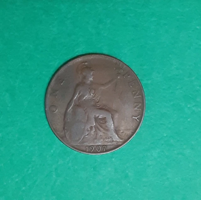 1907 Great Britain One Penny Coin~Free Shipping!
