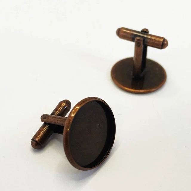 10x Antik Kupfer Manschettenknöpfe Fassung Rohlinge passt 18 mm Cabochon