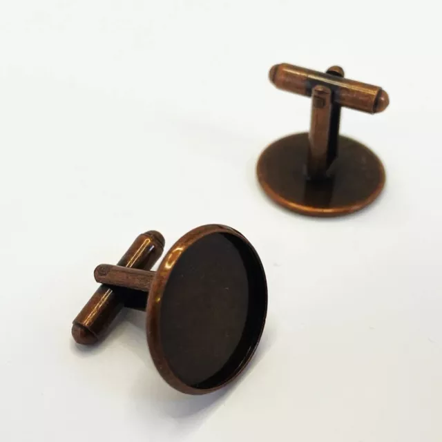 10x Antique Copper Cufflink Setting Blanks Fits 18mm Cabochon