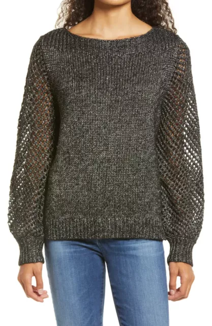 Tommy Bahama Womens Black Shimmer Balloon Sleeve Sweater Sizes S, L, XL NWT $148