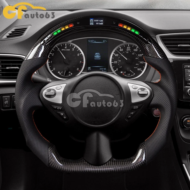 CARBON FIBER PERFORATED Leather LED Steering Wheel For 2015+ Nissan
