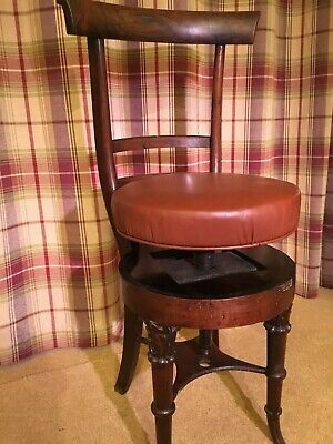 Rare Antique Victorian Mahogany Rise and Fall Piano / Music Seat / Chair / Stool 2
