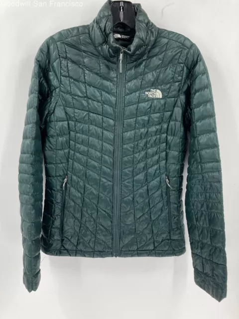 The North Face Womens Teal Long Sleeve Full Zipped Pockets Puffer Jacket XS