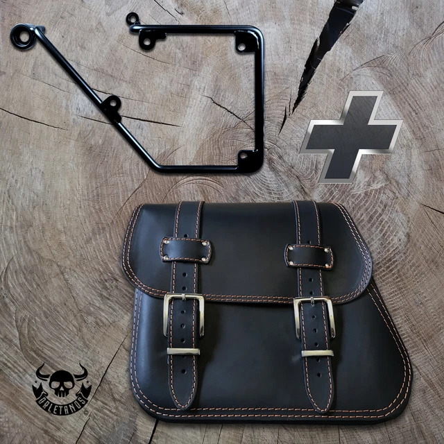 Borsa ZEUS ARANCIONE + supporto adatto per Harley Davidson Dyna Streetbob 1996-2017