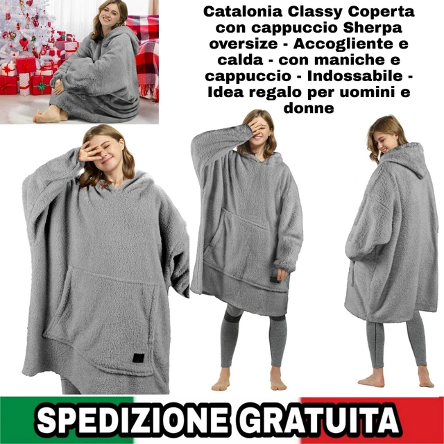 Felpa Da Indossare Per Tutto Il Corpo Oversize Felpa Con Cappuccio Felpa In Pile - Foto 12