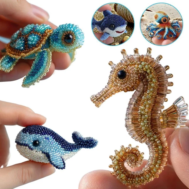 3D Perlen Stickerei Set - Ozean Tiere Fertige Ornamente