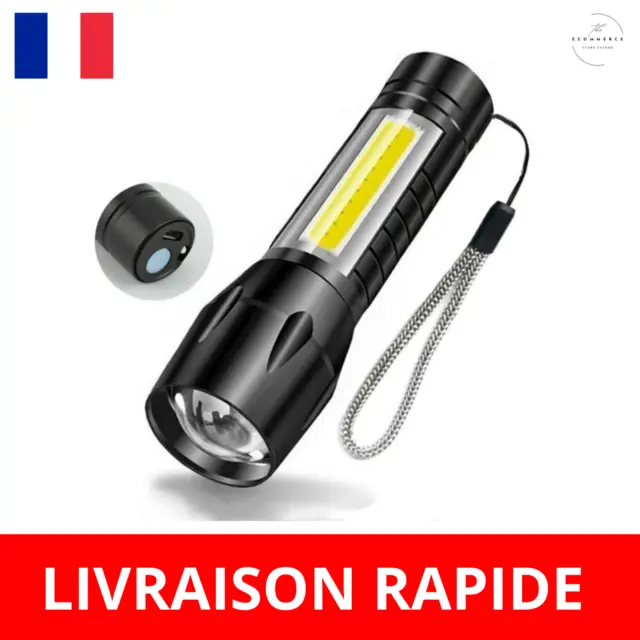 Lampe Torche LED Rechargeable USB, 3 Pièce Lampe de Poche LED Zoomable  Ultra Puissante Lampe Tactique