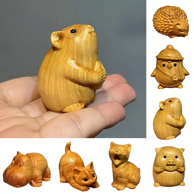 Hand Carved Wooden Decorative Sculptures Figurines Small Animal Figures Ornament