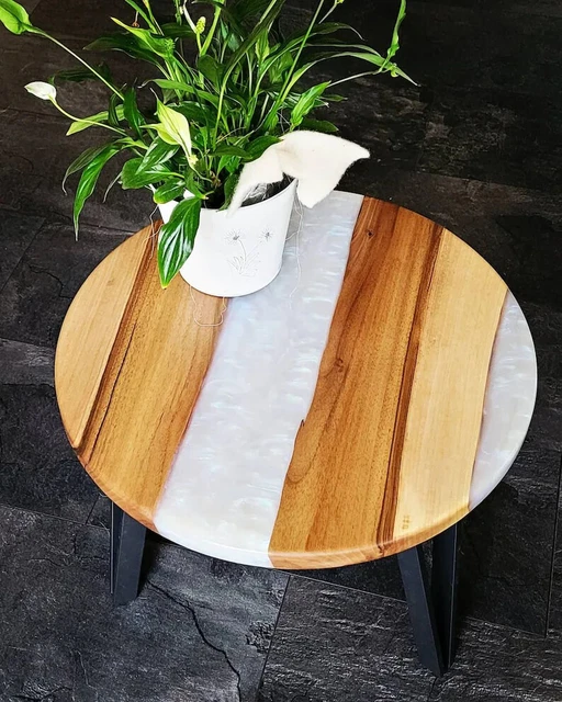 12" Epoxy Resin Table Top Handmade Wooden Work Home Decor