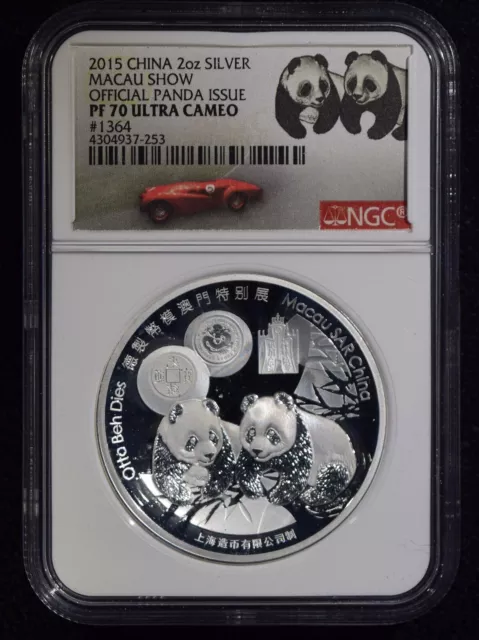 2015 China 2oz Silver *Macau Show, Official Panda Issue, #1364* "NGC PF70 UC"