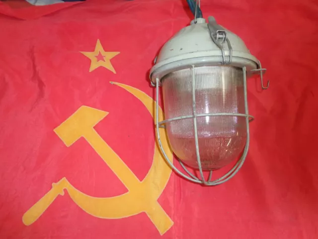 B15 Vintage Industrial Hanging Pendant Caged Lamp CCCP Russian Soviet USSR #1