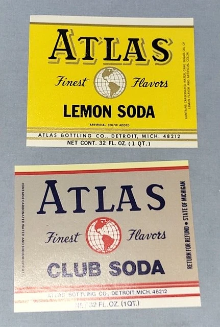 2 Vintage Soda Bottle Labels Atlas