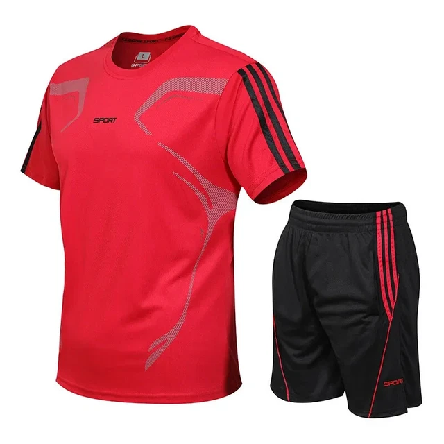 Completo Sportivo da Uomo per Calcio Set Rosso e Nero per Calciatore Adulto