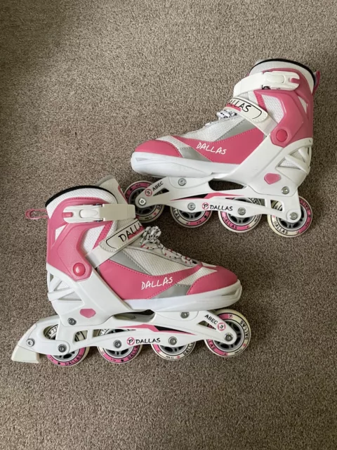 New California Pro Dallas Adjustable Junior Girls Inline Roller Skates Pink