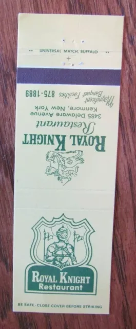 Knight On Matchbook Matchcover: Royal Knight Restaurant (Kenmore, New York) -E13