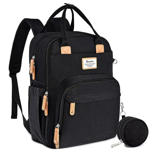 RUVALINO Diaper Bag Backpack, Multifunction Travel Back Pack Maternity Black