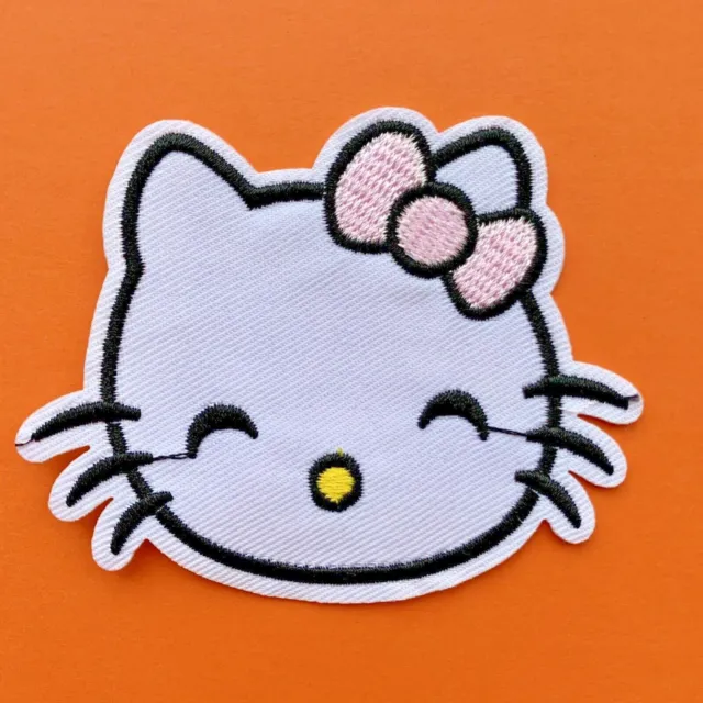 Hello Kitty Schleife Katze Retro Charakter Bestickter Aufnäher Nähen Aufbügeln