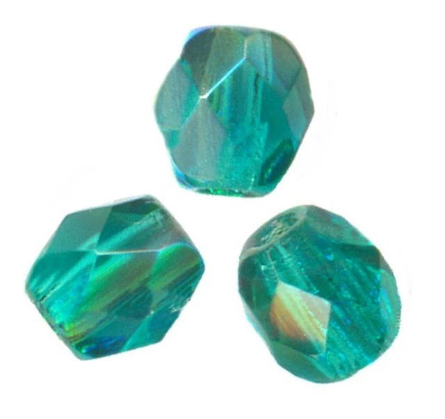 25 Perles Facettes cristal de boheme 6mm  LIGHT EMERALD