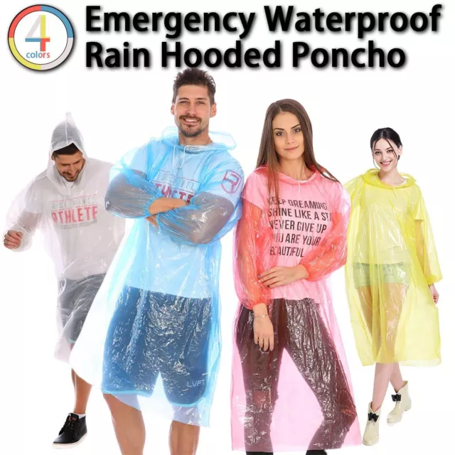 Waterproof Rain Poncho | Adult Disposable Emergency Camping Hiking Festival