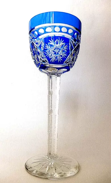 Wunderschöner alter Römer/Weinglas Bleikristall Überfang blau 20,5 cm