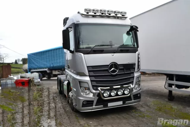 Grill Stange + Stufen Pads für Mercedes Actros Mp5 2019 + Lkw Silber  Edelstahl