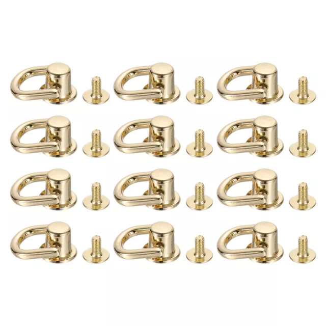 12 Pieces Ball Post Head Button Studs with D Ring, 12mm Screw Rivets, Gold