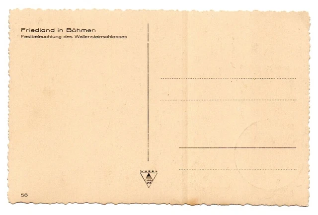 Ansichtskarte von Frýdlant v Čechách dt. Friedland in Böhmen 1934 abgestempelt 2