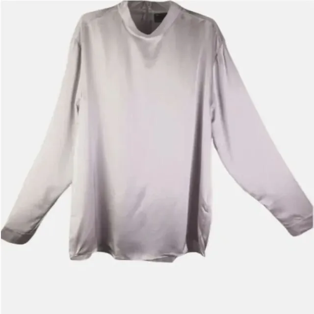 ASOS Regular Fit Satin Shirt Funnel Neck Long Sleeve Men's Size 2XL 3