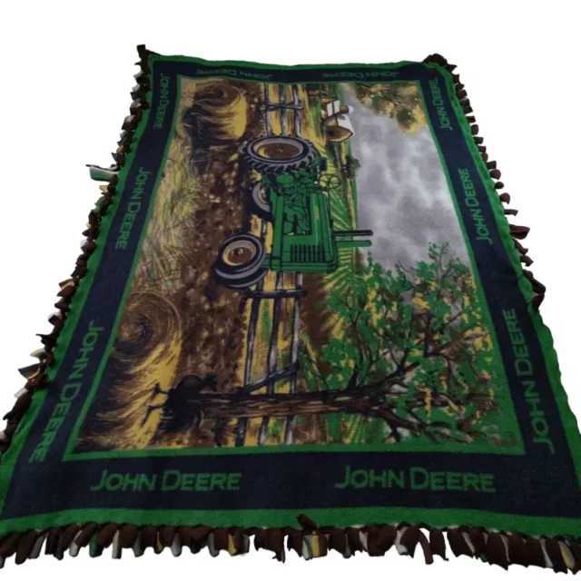 Vintage Fleece John Deere Afghan Blanket Throw 53 x 40 in