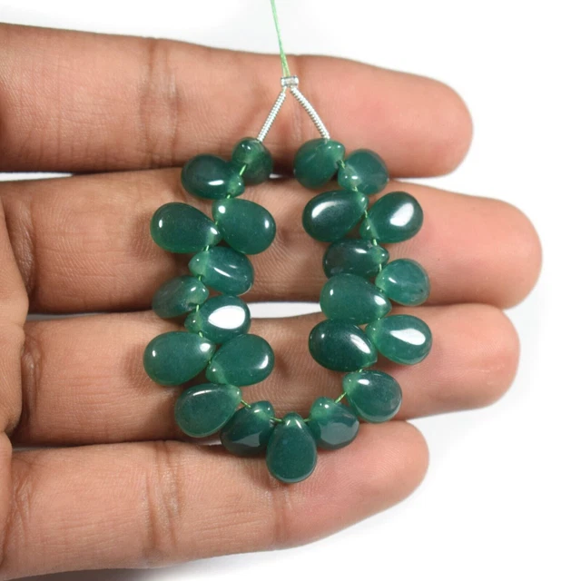 A++ Genuine Green Jade Smooth Pear Shape Gemstone Loose Beads For Jewelry 3.5"