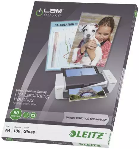 100x Leitz Heißlaminierfolien Glänzend transparent  A4 2x80mic iLAM Laminierfoli