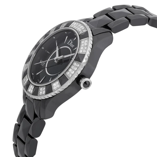 Christian Dior VIII 33mm Ceramic Diamond Black Dial Ladies Watch CD1231E1C001 3