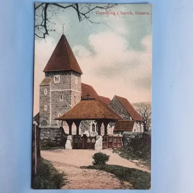Guestling Postcard C1910 St Laurence'S Parish Church Lych Sussex