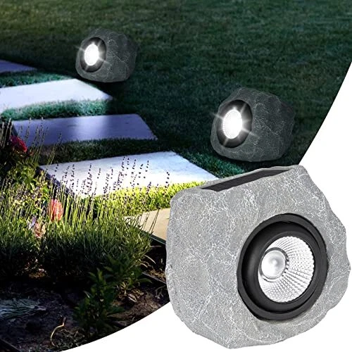 Solar Rock Lights Outdoor Waterproof, 2 Pack Solar Powered Rock Light, Solar