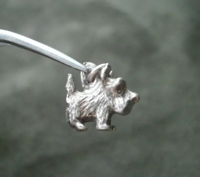 Small Terrier Dog Vintage Solid Sterling Silver Charm Pendant ~ 2.0g