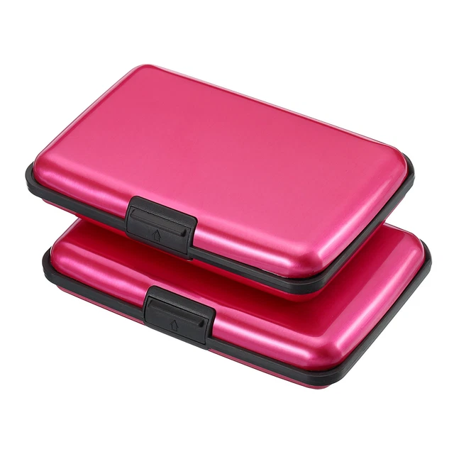 2pcs Aluminum Wallet Credit Card Holder RFID Blocking Card Case Rose Red
