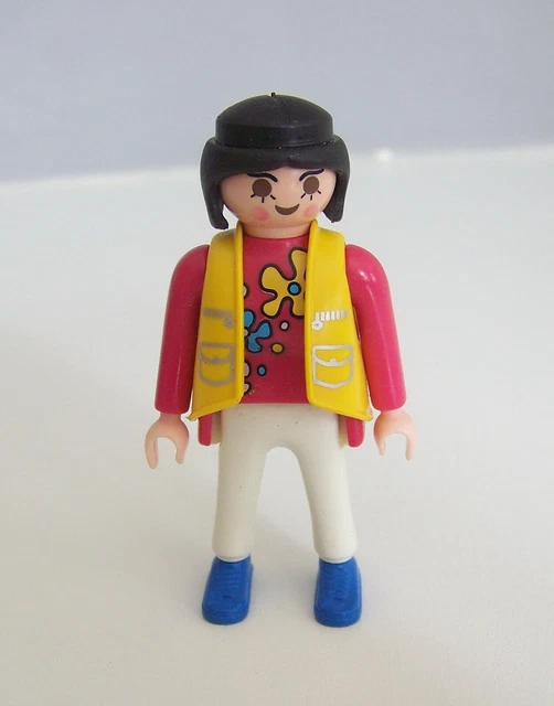 Personnage Playmobil Femme Queue De Cheval Marron - Gilet Et Pantalon, N°3306/3203, Occasion
