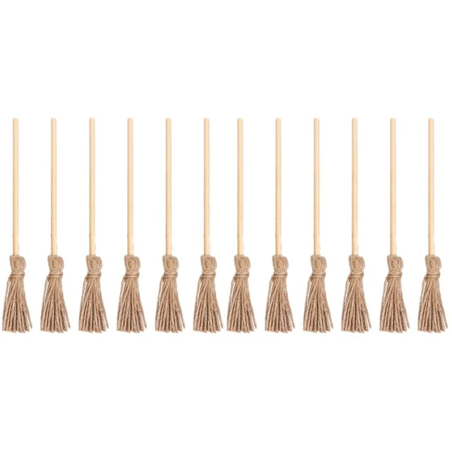 12 piezas escoba muñeca escoba bruja escoba decoración escoba de madera