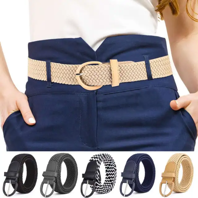 Mens Womens Stretch Belt Braided Elastic Casual Woven Canvas Fabric Belt Gifts