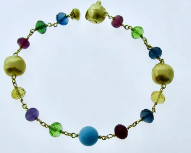 Marco Bicego 18k Yellow Gold Multicolor Gemstone Bracelet *6.25 inches*