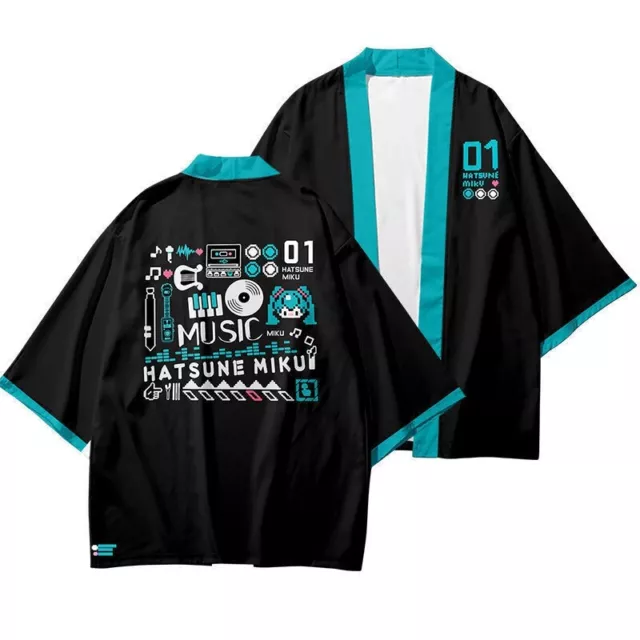 Vocaloid Hatsune Miku Cosplay Costume Robe Cloak 3D Printed Kimono Cape Unisex 3