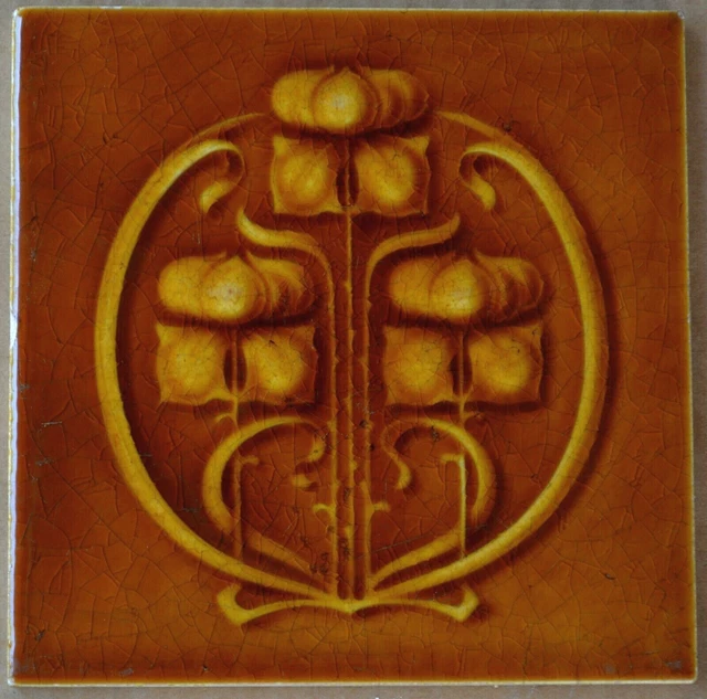 Antique Boote - Art Nouveau Majolica Tile C1900