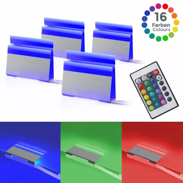 4 LED Glasboden-Beleuchtung Clip 5-8mm Dekolicht dimmbar Vitrine RGB Farbwechsel